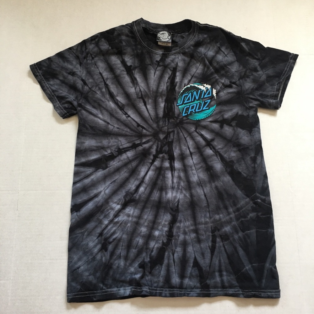 Santa Cruz wave logo black tie dye shirt